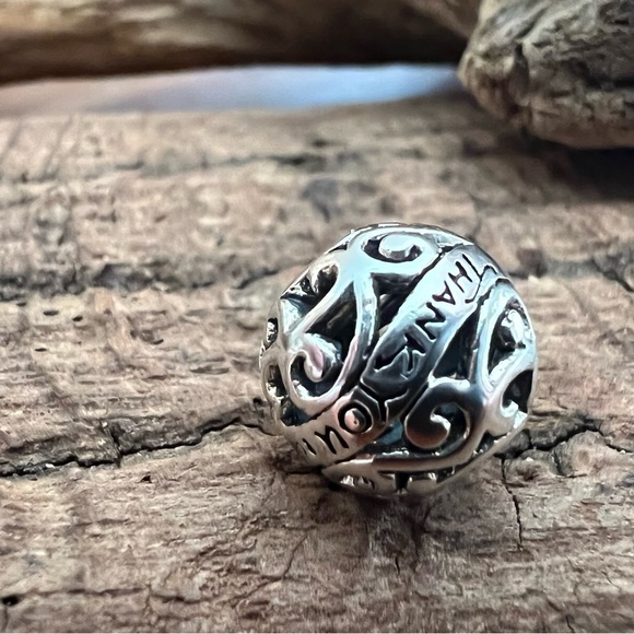 NWT Authentic Chamilia- Thank You Charm Filigree Ball Bead in 925 Silver Family - Picture 4 of 6